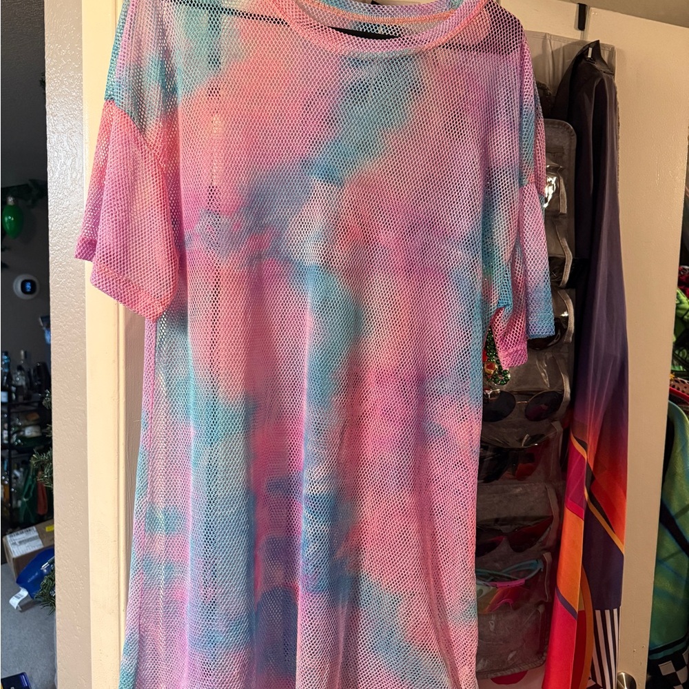 Colorful Tie-Dye Mesh Dress